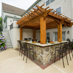 Wood Pergola over Outdoor Kitchen - Pergolas