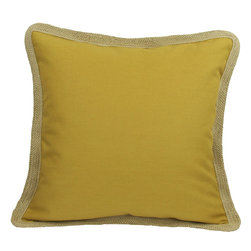 Xia Home Fashions - Square Jute Trimmed Pillow, Gold - Decorative Pillows