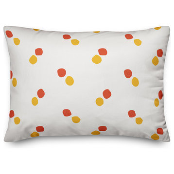 Polka Dots in Red and Yellow  Throw Pillow