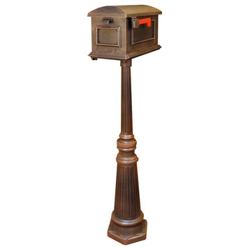 Traditional Curbside Mailbox with Tacoma Mailbox Post Unit, Copper