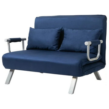 Modern Futon, Padded Seat With Faux Suede Upholstery & 5 Adjustable Angles