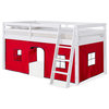 Roxy Twin Wood Junior Loft Bed, White, Blue and Red Tent, Bed Color: White, Tent: Red/Blue