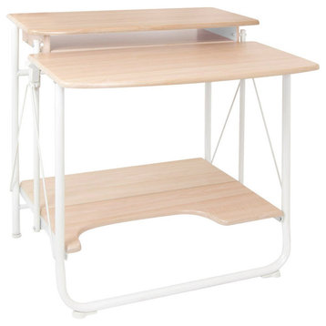 Stow Away Homework Folding Desk, White/Maple