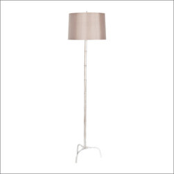 Worlds Away Rene Silver Leaf Bamboo Iron Floor Lamp - Floor Lamps