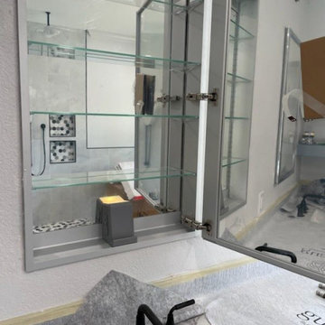 Medicine Cabinet Installation with Mirrored Doors
