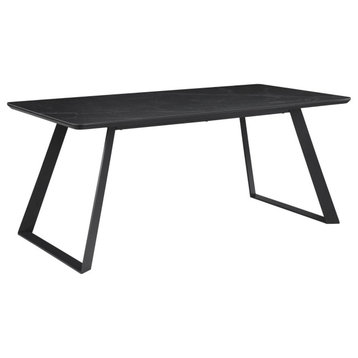 Smith Rectangle Ceramic Top Dining Table Black/Gunmetal