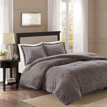 Madison Park Sloan Plush Down Alternative Comforter Mini Set, Grey