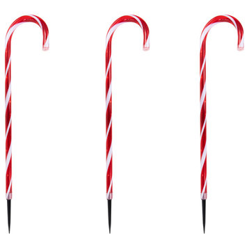 Set of 8 LED Red and White Candy Cane Pathway Markers 28"