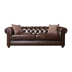 24 Inches Deep Sofas Houzz Bowery Hill Leather Sofa Brown Sofas