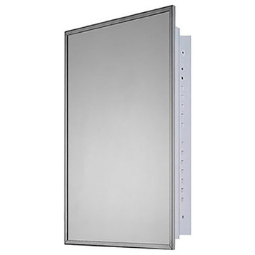 Deluxe Series Medicine Cabinet, 16"x26", Stainless Steel Frame, Recessed