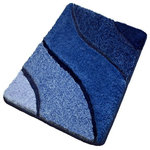 Luxury Bathroom Rugs, Blue Bath Rugs, Large - This large blue bathroom rug has a modern design with a range of blue tones and a non-slip / non-skid backing. The multi-level pile is just gorgeous. Machine wash warm, dry in dryer. Made in Germany. Perfect for your bathroom!