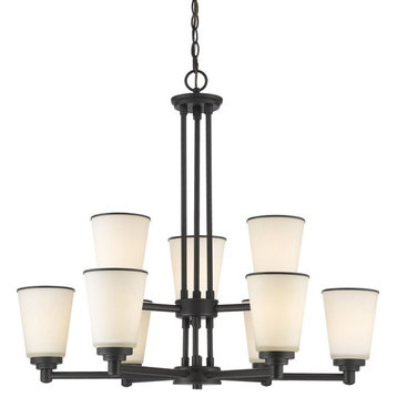 9 Light Chandelier in Fusion Style - 30 Inches Wide by 28.5 Inches High-Bronze