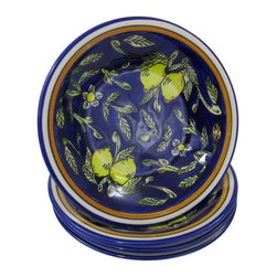 Le Souk Ceramique - Stoneware Pasta/Salad Bowls, Set of 4, Citronique Design - Serving And Salad Bowls