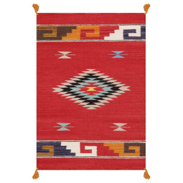 Tuscany Reversible Wool Red Area Rug- 2' 2'' X 3' 1''