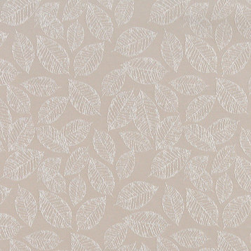 Beige, Textured Leaves Woven Upholstery Fabric By The Yard