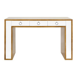 Worlds Away Thomas Desk Rosewood & Lacquer, Nickel - Desks And Hutches