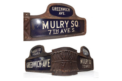 Vintage Greenwich Ave & Mulry Square New York City Street Sign