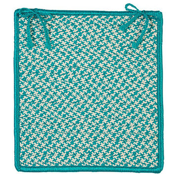 Colonial Mills Outdoor Houndstooth Tweed Turquoise Chair Pad, Single