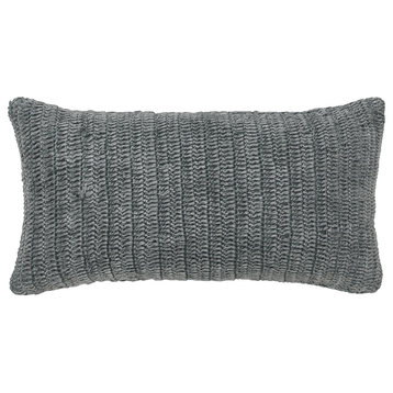 Nakeya Knitted 14"x26" Throw Pillow by Kosas Home, Gray