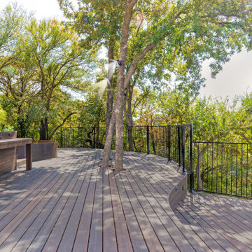 Waterfront deck with pool featuring Rustic Walnut composite decking