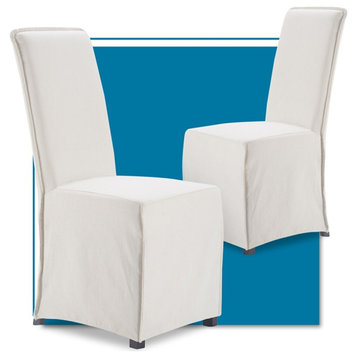 Finch Grayson Parsons Dining Chairs with Removable Slipcover Set of 2 Ivory