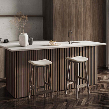 3D Acoustic Slat Smoked Oak Wood Wall Panel