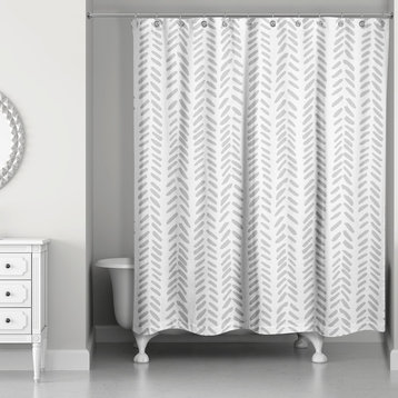Modern Herringbone Shower Curtain, Gray