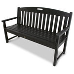 POLYWOOD - Yacht Club 60" Bench, Charcoal Black - The stylish yet roomy Trex Outdoor Furniture Yacht Club 60" Bench is an ideal way to add more seating to your outdoor entertaining space. The seat is contoured for greater comfort while the slats are designed to be easy on your back. Available in a variety of attractive, fade resistant colors, youre sure to find just the right match to coordinate with your Trex deck. Backed by a 20-year warranty and made with solid HDPE recycled lumber, you dont have to worry about it rotting, cracking or splintering like traditional wood furniture. And its extremely low-maintenance, as it doesnt require any painting or staining. It also resists weather, food and beverage stains, and environmental stresses.