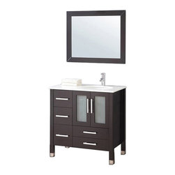 36 inch Single Sink Bathroom Vanity Set (Right Side) Mirror and Faucet - Bathroom Vanities And Sink Consoles
