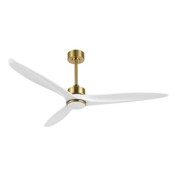 60" 3-Blade Reversible LED Ceiling Fan with Remote Control and Light Kit, Gold