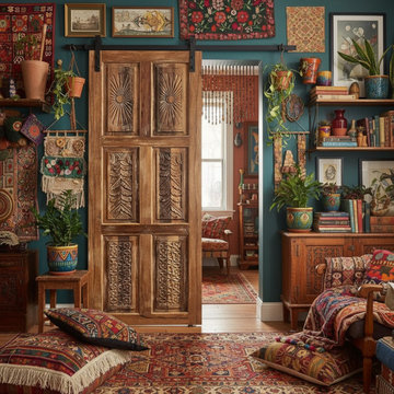 Rustic Carved Reclaimed Wood Barn Doors