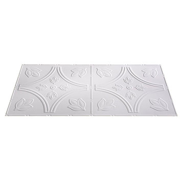 24"x48" Fasade Traditional 5 Glue-up Ceiling Tile, Gloss White