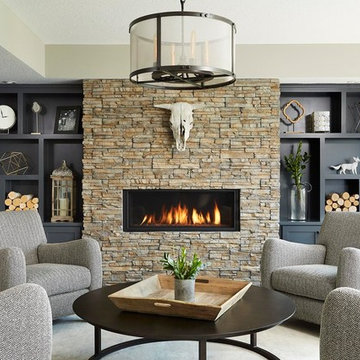 Transitional Living Room With Modern, Rustic, and Western Elements