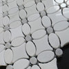 Italian Carrara White Marble Polished and Floral Design Mosaic Tile