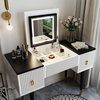TATEUS Modern Vanity Table Set With Flip-top Mirror and LED Light, Black White