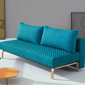 Sly Coz Petrol Sofa Bed / Lacquered Oak Legs by Innovation USA - $1730.00