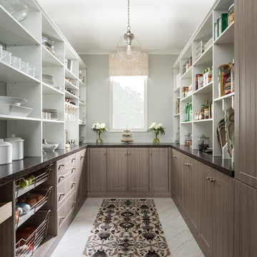Transitional Gray and White Pantry