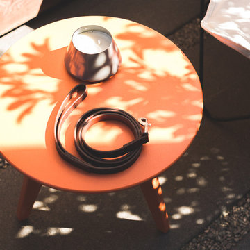 Outdoor Patio with Butterfly Chair and Sidetable