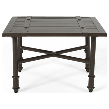 Francis Outdoor Aluminum Side Table, Brown