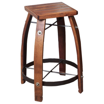 Stave Stool With Wood Top, Pine, 28"