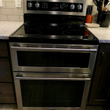 Cambridge Kitchen Remodel Koch Cabinets Hickory Stone MSI Quartz Peppercorn Whit