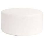 Amanda Erin - 36" Universal Round Ottoman With Slipcover, Avanti White - Avanti 36" Rounds are the perfect blend of downtown style and uptown sophistication. This luxurious faux leather fabric will entice your fashion senses with its supple leather look and feel. The simple design of the Avanti 36" Rounds makes them great to use as side tables, ottomans, alternate seating and more.