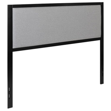 Flash Furniture Fabric Upholstered Queen Metal Panel Headboard in Light Gray