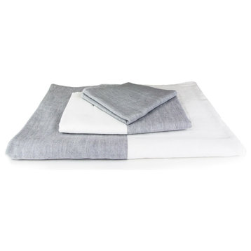 Yoshii - Two Tone Chambray, Gray and White, Bath Towel