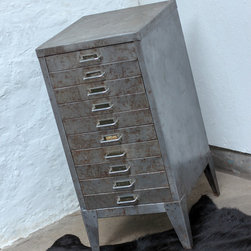 Karl Reclaimed Vintage 1960s Stripped & Distressed Steel Ten Drawer Cabinet - Filing Cabinets