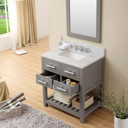 30 inch Gray Finish Traditional Single Sink Bathroom Vanity - Bathroom Vanities And Sink Consoles