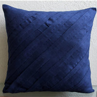 Faux Suede Chair Cushions Navy Blue 20"x20" Pintucks Textured, Contemporary Navy