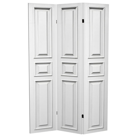 6' Tall Double Sided White Door Panel Canvas Room Divider