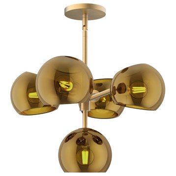 Willow chandeliers,Brushed Gold | Copper Glass D18" x H11-5/8"