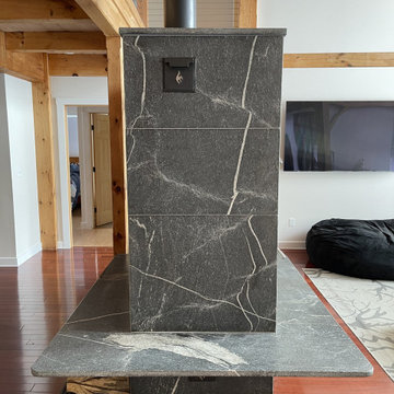 Vermont See Thru Soapstone A-Train Masonry Heater, Benches, Wood Fired Oven